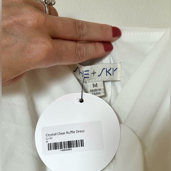She + Sky White Ruffle Tie-Strap Mini Dress - Size M - Picture 10 of 10